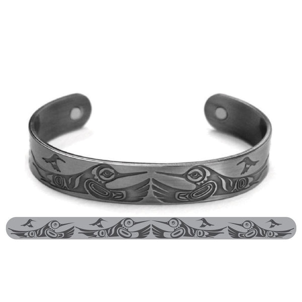 Silver Brushed Copper Bracelet (Hummingbirds)