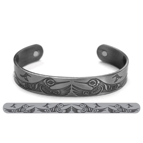 Silver Brushed Copper Bracelet (Hummingbirds)