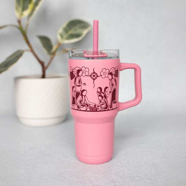 Insulated Tumbler with Straw (Heart Berry Gatherers) 32 oz