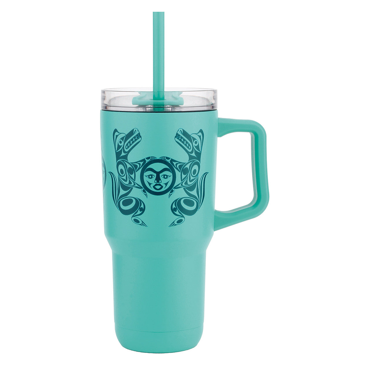 Insulated Tumbler with Straw (Wolves and Full Moon) 32 oz
