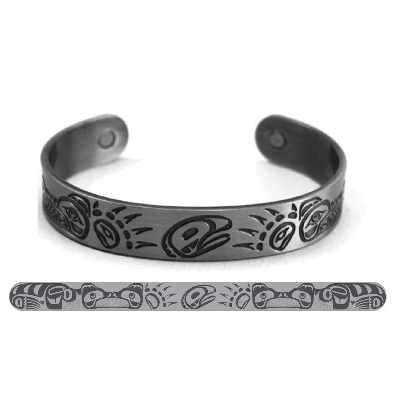 Silver Brushed Copper Bracelet (Bears)