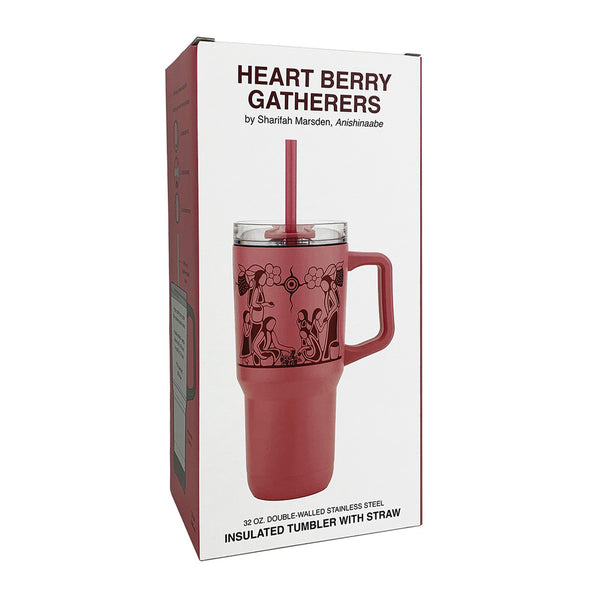 Insulated Tumbler with Straw (Heart Berry Gatherers) 32 oz