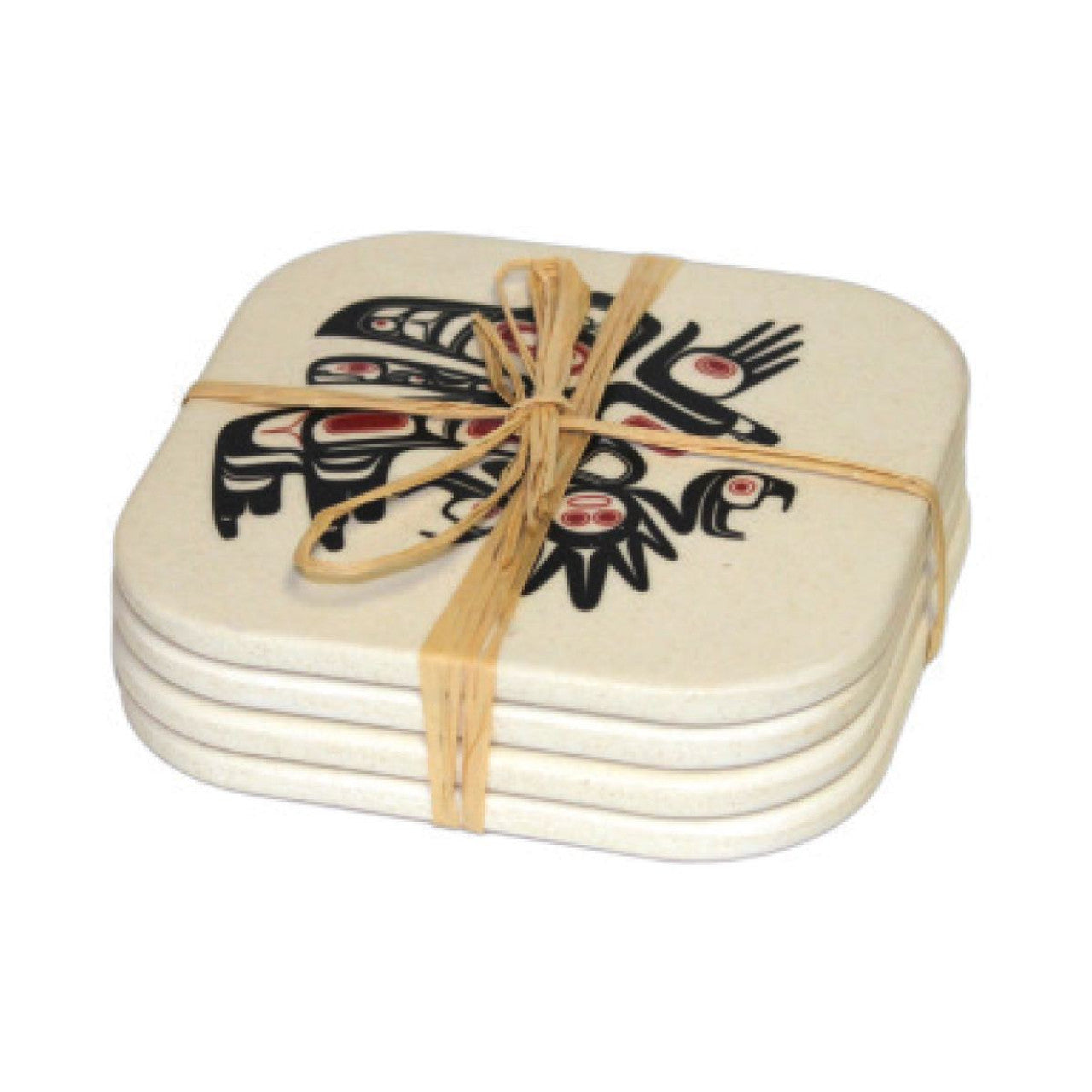 Bamboo Coaster Set (Running Raven)