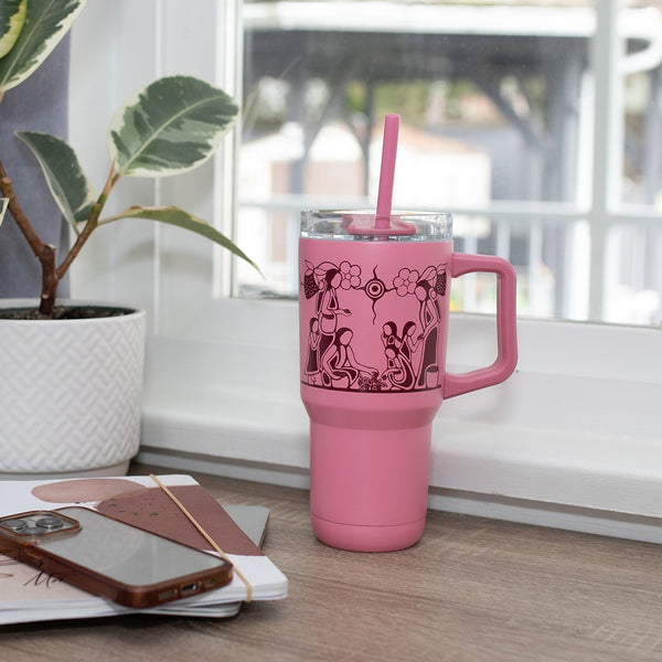 Insulated Tumbler with Straw (Heart Berry Gatherers) 32 oz