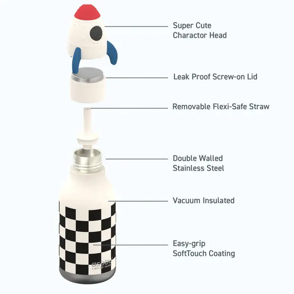 Checkered Rocket Bestie Bottle 16 oz