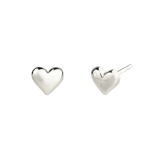 Puffy Heart Studs Sterling Silver