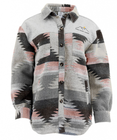 Unisex Line Art Aztec Jacket (Pink/Grey)
