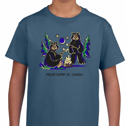 Camping Bears T-Shirt Kids Heather Indigo