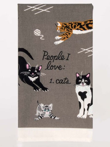 Blue Q Screen Printed Dish Towel - People I Love - Cats