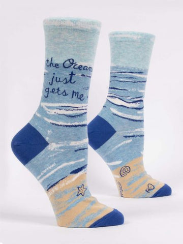 Blue Q Women's Crew Sock - Ocean Gets Me
