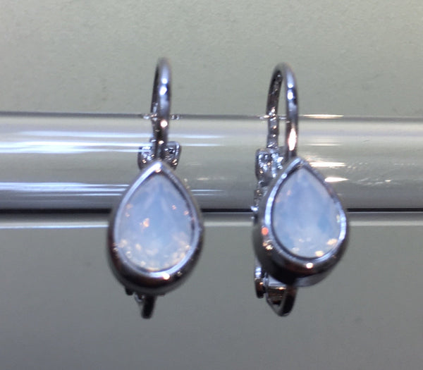Mini Tear Shape Euroback Earring - Rhodium/Swarovski Crystal