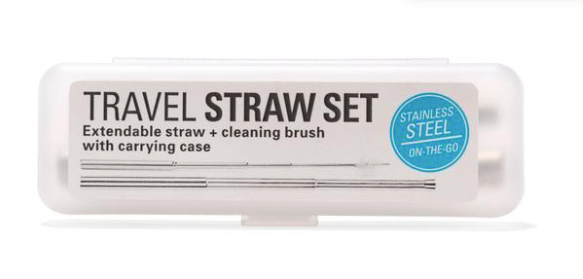 TRAVEL STRAW SET -with case and brush