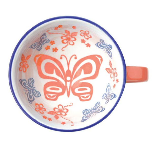 Porcelain Art Mug- Butterfly and Rose By Justin Senoa Wood