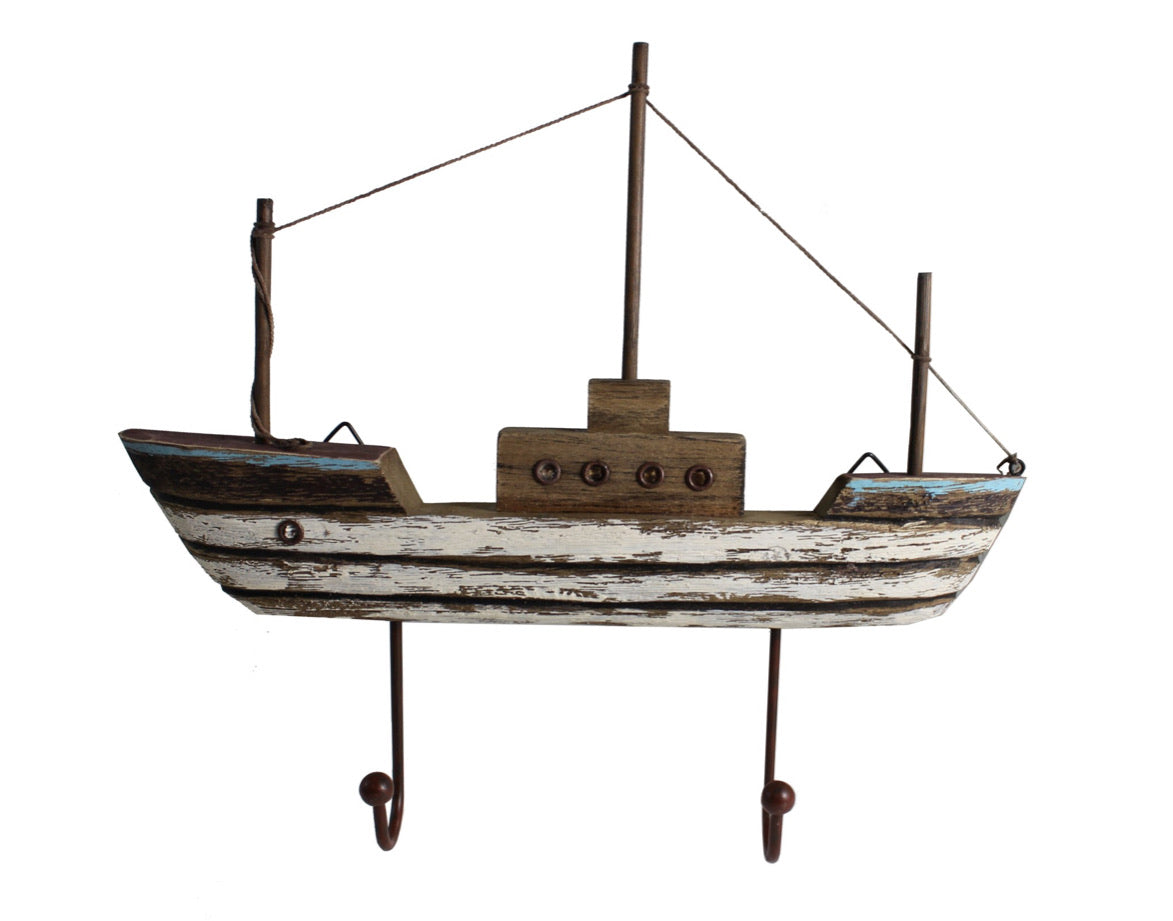 Wooden Boat With Hanging Hooks