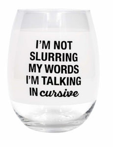 Cursive Wine Glass