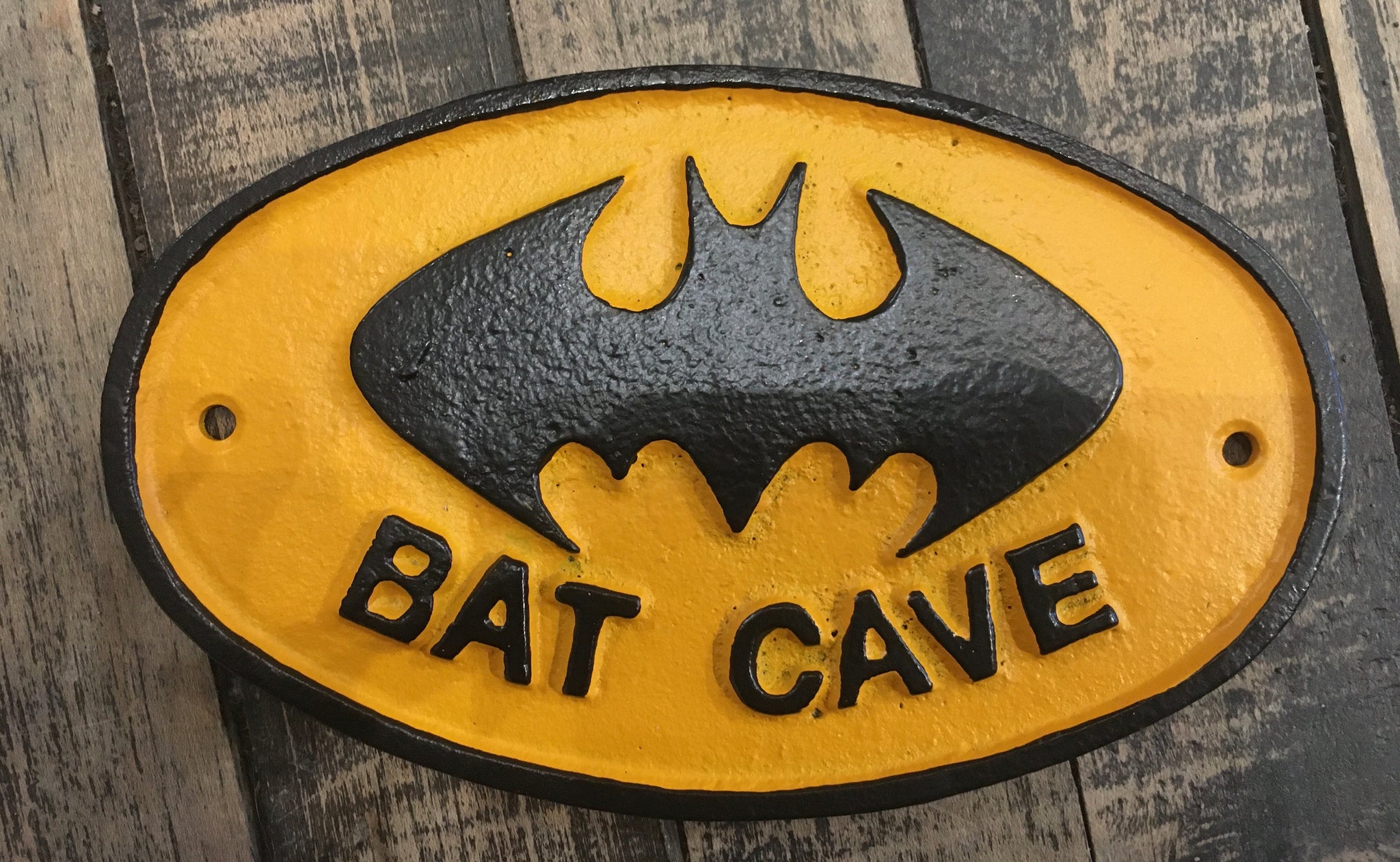 BAT CAVE Cast Iron Sign