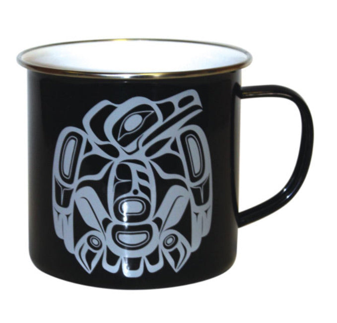 Raven Enamel First Nations Design Tin Mug