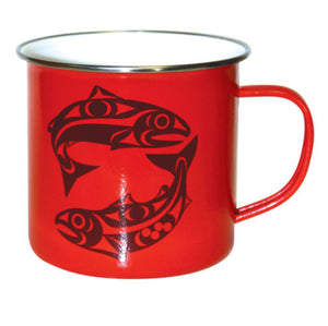 Salmon Enamel First Nations Design Tin Mug